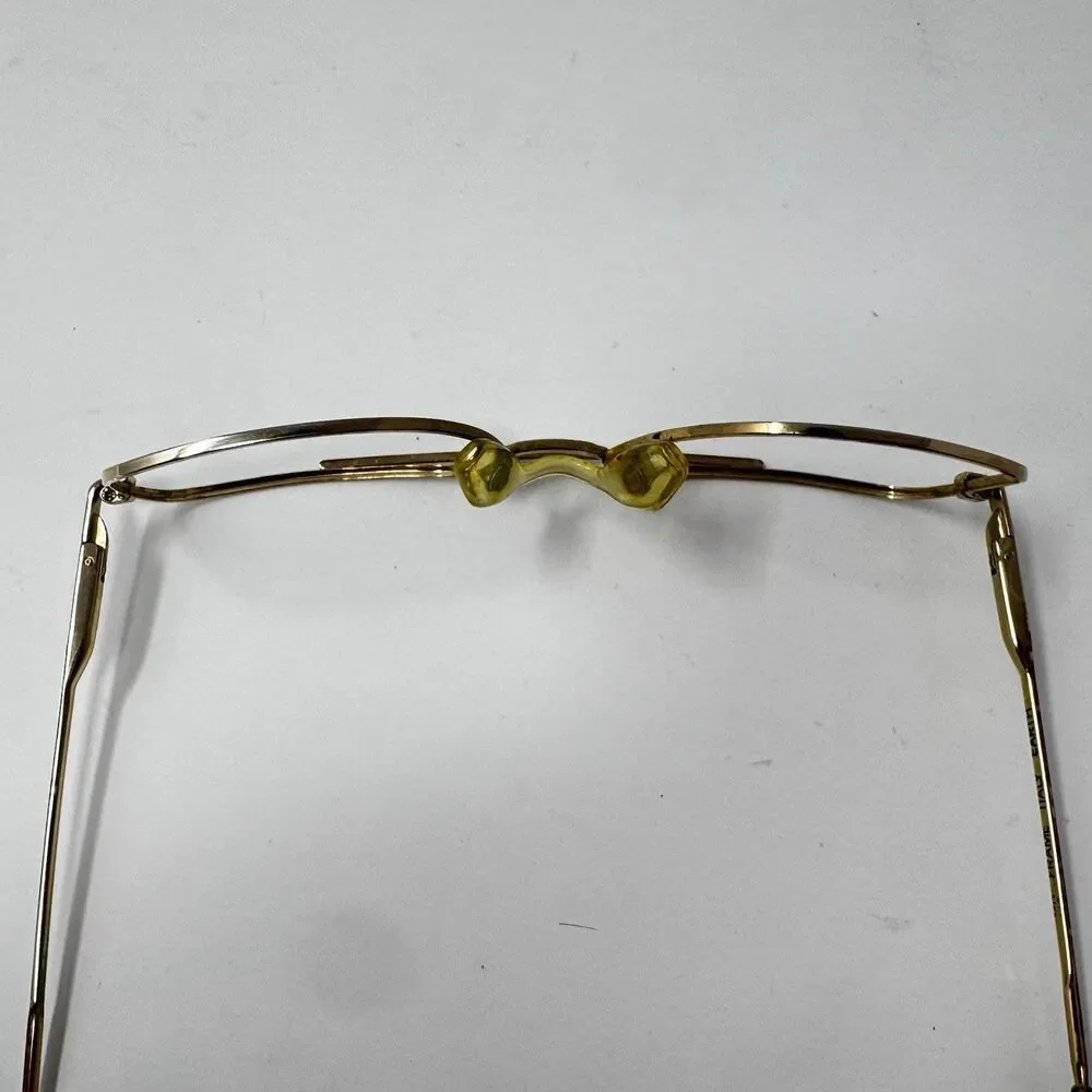Vintage Made In Italy Gold Metal Aviator Eyeglass Frames 56-16-140